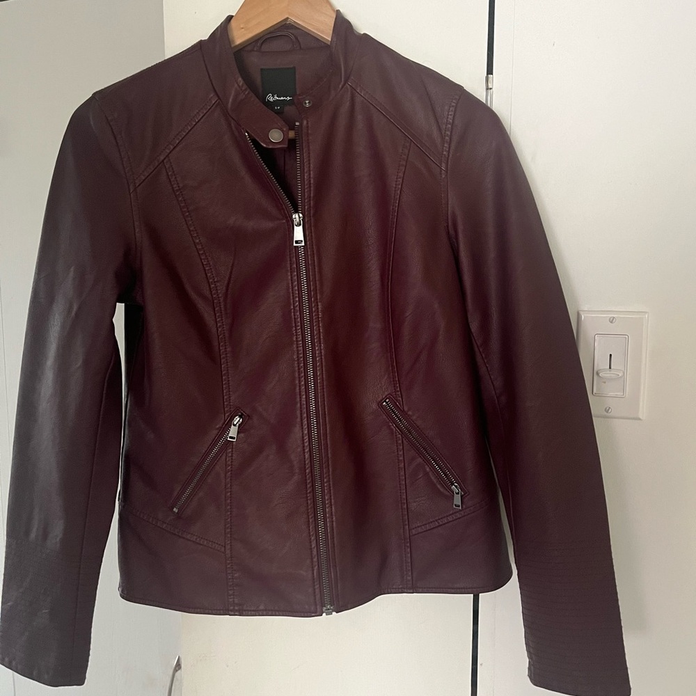 Burgundy faux leather jacket size small